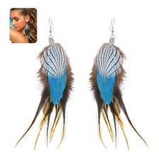 Bohemian Feather Earrings, Earrings With Feathers, Earrings With Earring, 6 inch