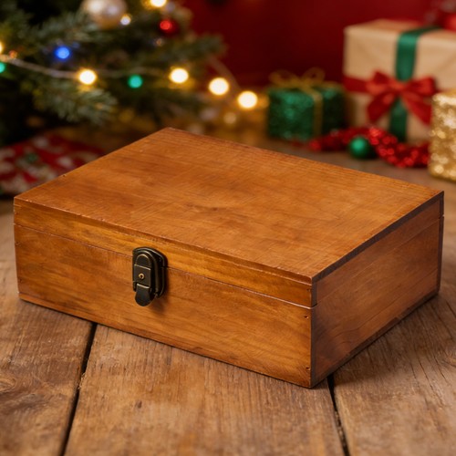 Lockable wooden storage box - wooden,