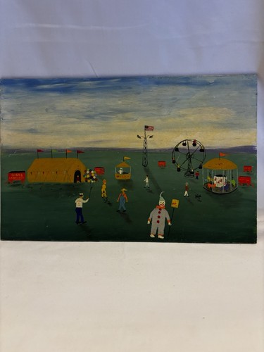 Vtg antique folk art oil - folk,