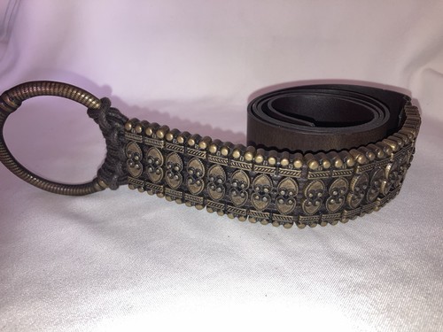 Dark brown faux leather belt - brown,