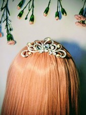 White Bridal Diamante Hair Accessory Butterfly Jeweled Design Wedding Veil Clip 