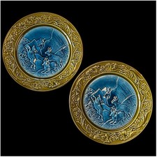 Pair Majolica Wall Plates –
