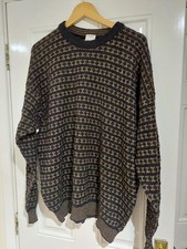 Next Shetland wool pattern dark grey winter jumper made in UK men's size medium