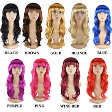 WOMEN’S SEXY LONG CURLY FANCY DRESS WIGS COSPLAY COSTUME LADIES FULL WIG PARTY
