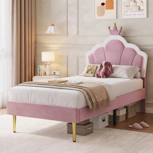 Elegant pink velvet - bed, frame