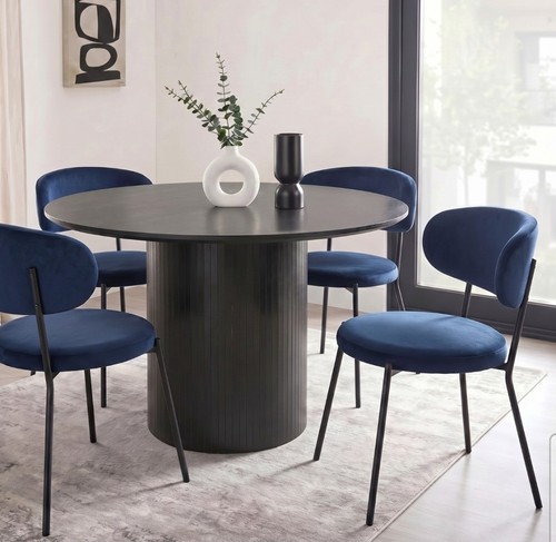 Blue velvet dining chairs - 4,