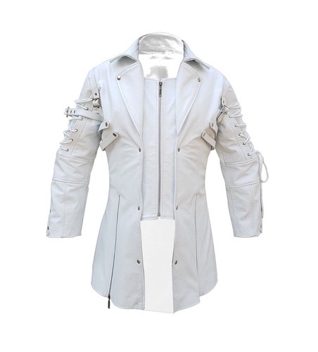 Men real white leather goth - white,