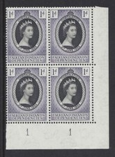 FIDS 1953 CORONATION PLATE BLOCK OF 4. SG G 25. UMMOUNTED MINT