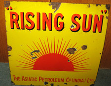 RISING SUN Petrol ENAMEL SIGN. ORIGINAL & RARE