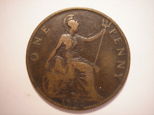 1902 british penny king - penny,,