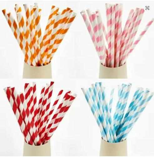 Retro stripe paper drinking - 24,
