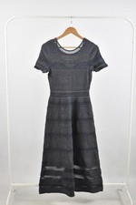 Sandro Women's Dress Size 38 Knitted Midi Textured A-Line Textured Short Sleeve