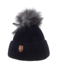 Fox Fur Pom Pom Hat Mixed Wool Funky Brand New With Tags 