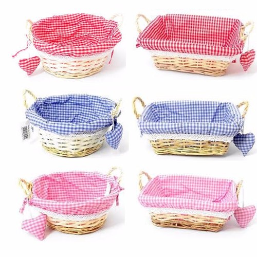 Gingham cloth lined wicker - gingham,