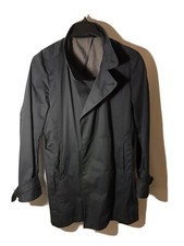 Reiss London Men’s XL Slim Cut Trench Coat Asymetric Zip Dark Navy