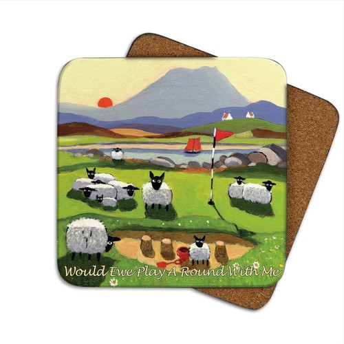 Funny golf sheep coaster - funny,