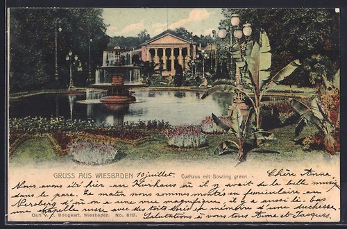 Postcard wiesbaden kurhaus - postcard,