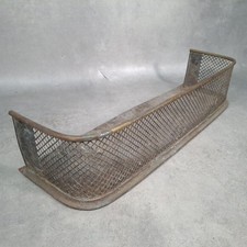 Antique Victorian Brass Mesh Fireplace Fender Spark Guard c1900 Iron Base Kerb