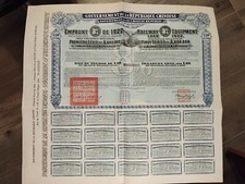 China 1922 Railway Equipment RESERVE STOCK 20 Pounds Bond Loan Share Emprunt