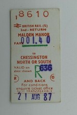 Railway Ticket Malden Manor to Chessington North or South 2nd class BR #8610