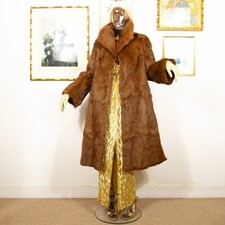 Vintage 1950s Real Beaver Fur Coat – Chestnut Brown Full Length Luxury Outerwear