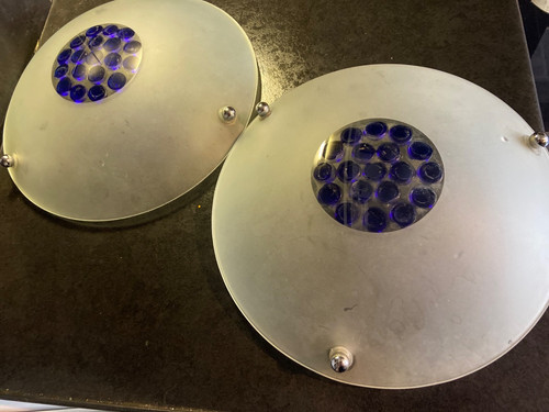 Pair glass uplighters with - pair,