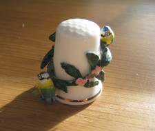 Bluetits Porcelain Thimble -