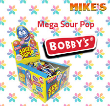 Bobby's Mega Sour Lollipops Bubblegum Filled 55 x Lollies Pops 21g each