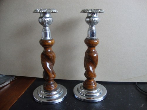 Wooden candle stick - wooden, oak