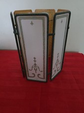 Vintage MCM Hexagonal Metal Frame & Plastic Panel Lightshade Gold & Duck Egg