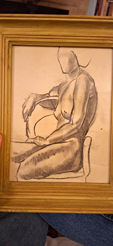 Vintage original charcoal nude - original,