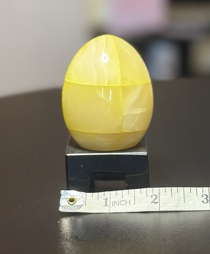 Yellow agate egg ornament - yellow,