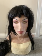 Horror Halloween Platinum Silicone Female Mask With Black Wig