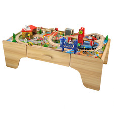 Wooden train set table - wooden, track