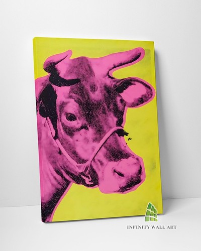 Pink cow canvas art - pink,