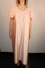 M&S PEACH SILKY GLOSSY LIQUID SATIN & LACE NIGHTDRESS, SIZE XL MIDI