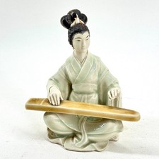 ORIENTAL LADY FIGURINE PLAYING KOTO INSTRUMENT CERAMIC CHINESE JAPANESE STYLE