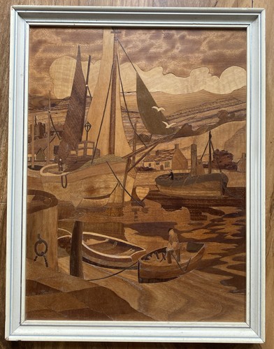 Vintage 1975 marquetry wood - vintage,