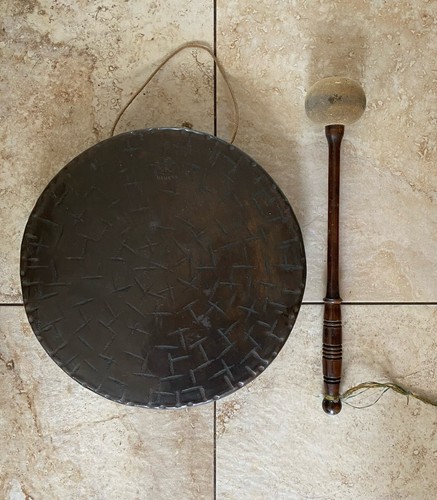 Burmese antique brass gong - antique,