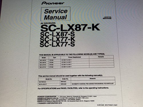 Pioneer lx87 service - pioneer,