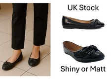 Ladies Womens Shoes Girls Black Ballerina Work Flats Slip On School UK NEW