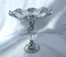 Vintage Beautiful  Art Deco chrome ballerina cake stand,
