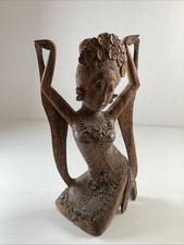 Vintage Shinta Art Wood Hand Carving Indonesia Goddess Dancer Bali 21cm