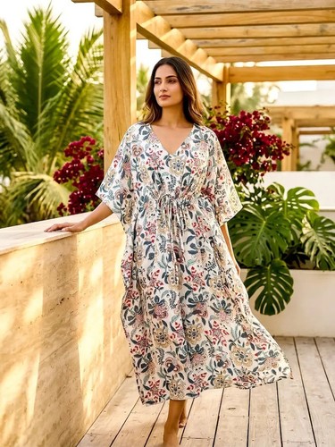 Indian cotton white floral - indian,