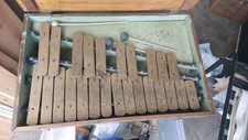 Vintage Antique Glockenspiel Xylophone Keyboard With Tapper In Wooden Box Music