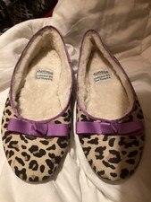 Morlands Sheepskin Slippers Ballerina Leopard Pink size 6 uk 39 eu vgc