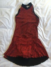 Figure Skating Competition Dress Sparkly Red Black Velvet Size S Adult