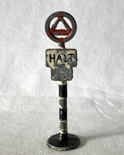 Vintage Gilco / Dinky / Hornby Style Metal HALT ROAD SIGN ~9.5cm Tall #45-504