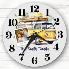 Vw Camper Van Photo Family Personalised Gift Personalised Clock