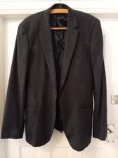 Mens Reiss 40 Chest Navy Check Blazer Suit Jacket Wool Good Used Condition